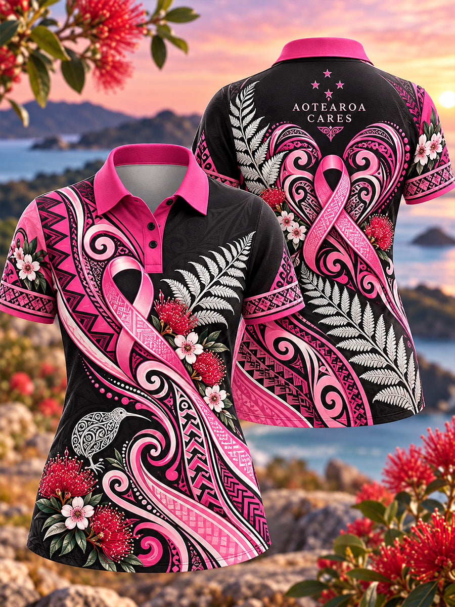 Women's New Zealand Breast Cancer Awareness Polo T-Shirt