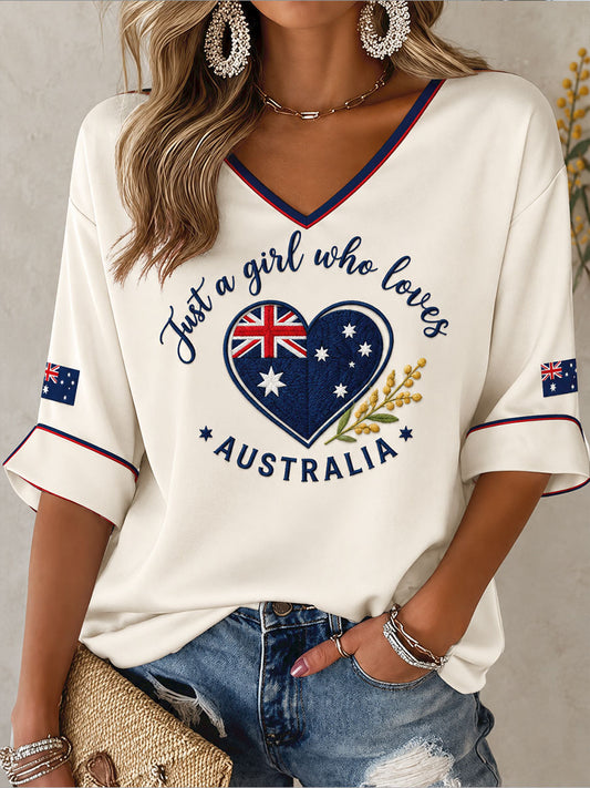Women's Australia Day Proud Aussie Floral Art Printed T-Shirt