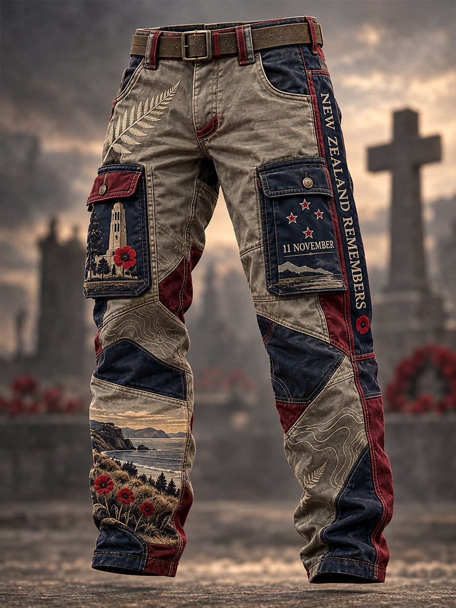 Men's New Zealand Veterans Remembrance Day Casual Work Trousers