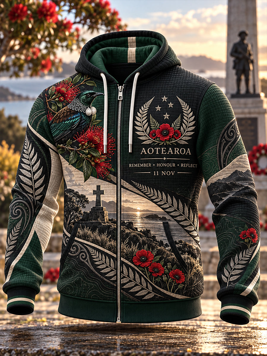 Men's New Zealand Veterans Remembrance Day   Hooded Jacket