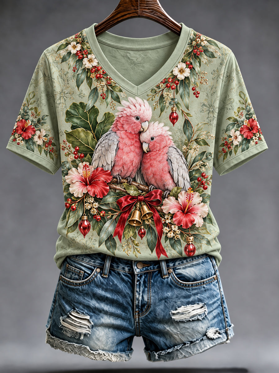 Women's Australian Christmas V-Neck Short-Sleeve T-Shirt