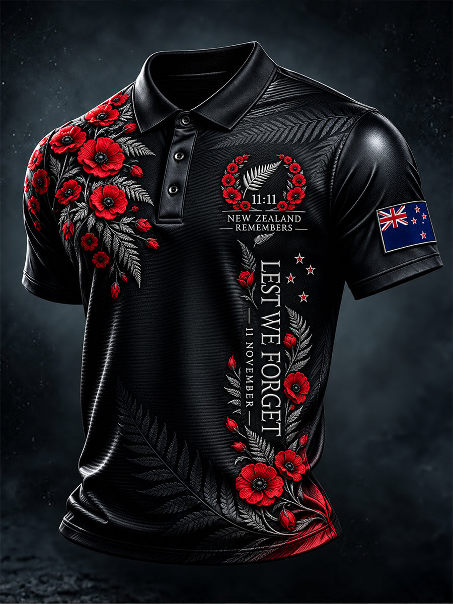 Men's New Zealand Veteran Remembrance Day Short Sleeve Shirt
