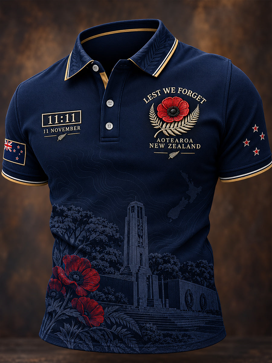 Men's New Zealand Veteran Remembrance Day Short Sleeve Shirt