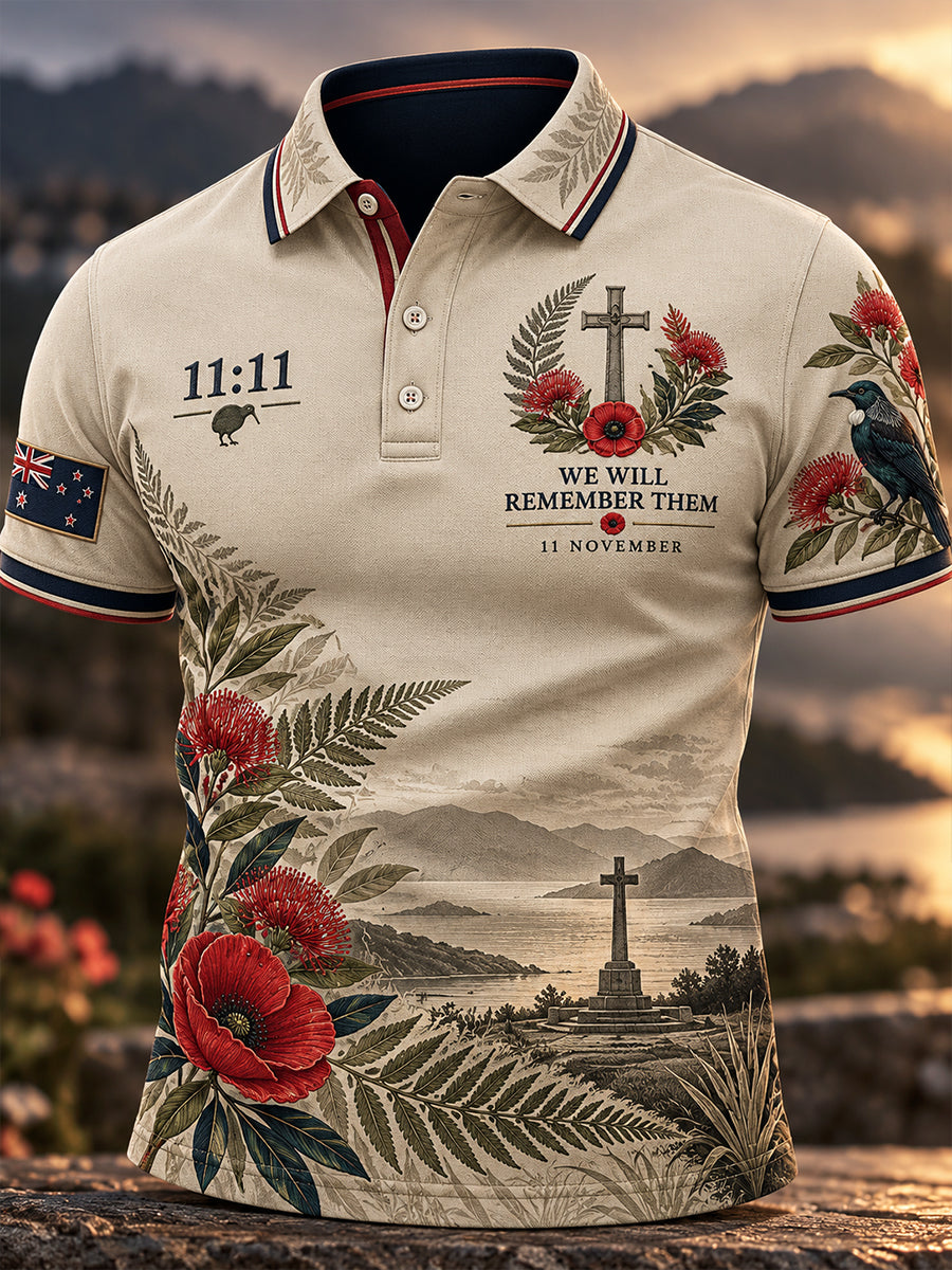 Men's New Zealand Veteran Remembrance Day Short Sleeve Shirt
