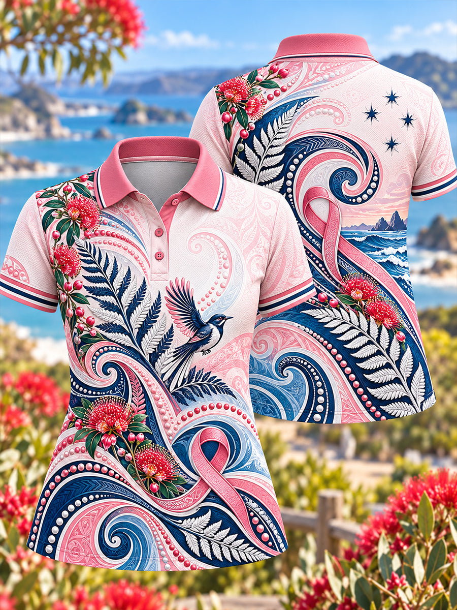 Women's New Zealand Breast Cancer Awareness Polo T-Shirt