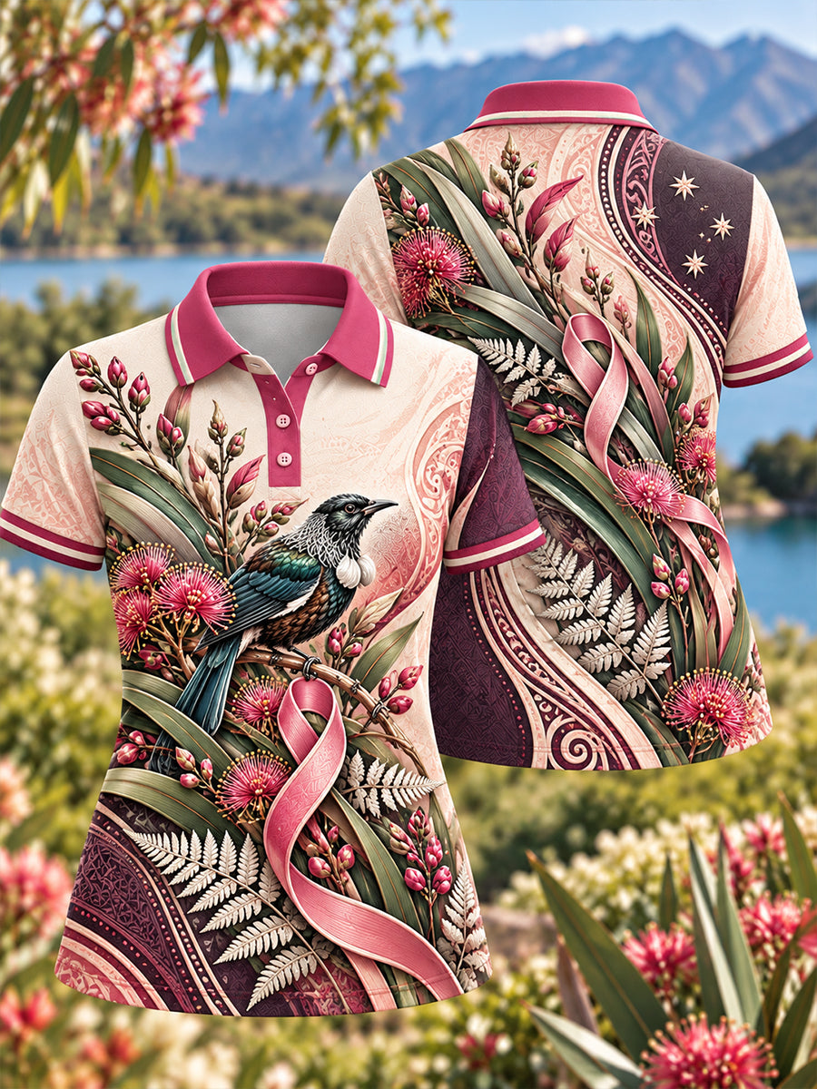 Women's New Zealand Breast Cancer Awareness Polo T-Shirt