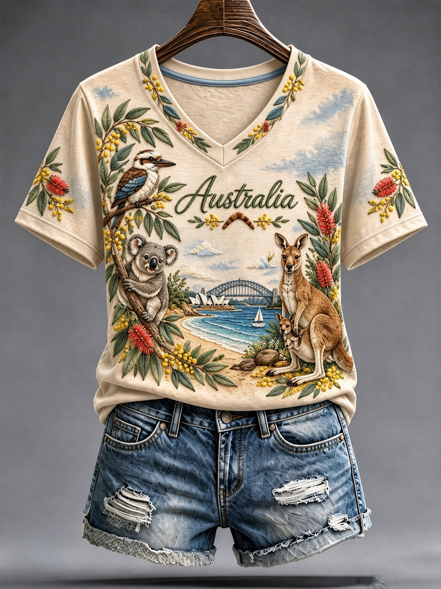 Women's Australia Day Printed short-sleeved T-shirt