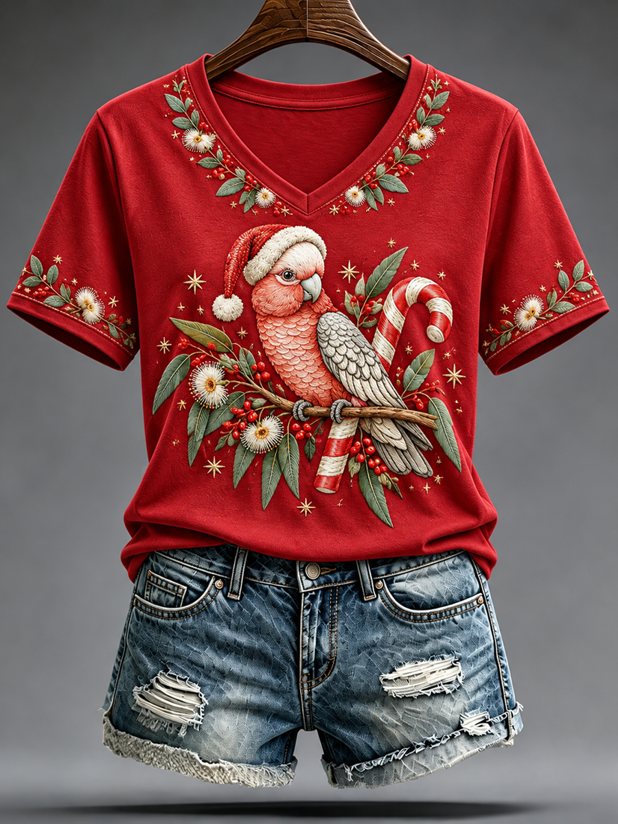Women's Australian Christmas printed short-sleeved T-shirt