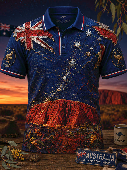 Men's Australia Day Aussie Proud Art Printed Casual Tops