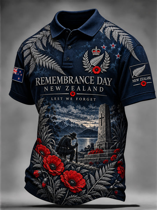 Men's New Zealand Veterans Remembrance Day Short Sleeve Shirt