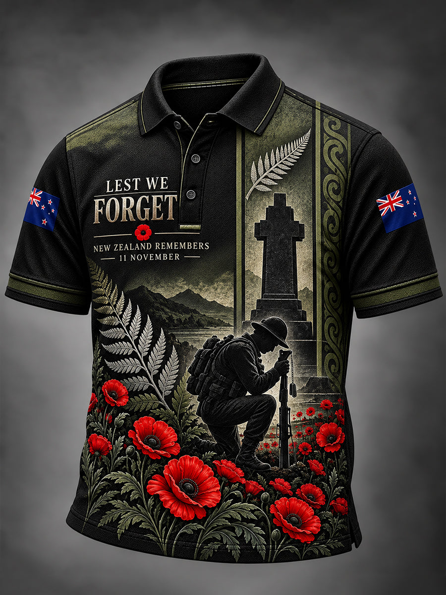 Men's New Zealand Veterans Remembrance Day Short Sleeve Shirt