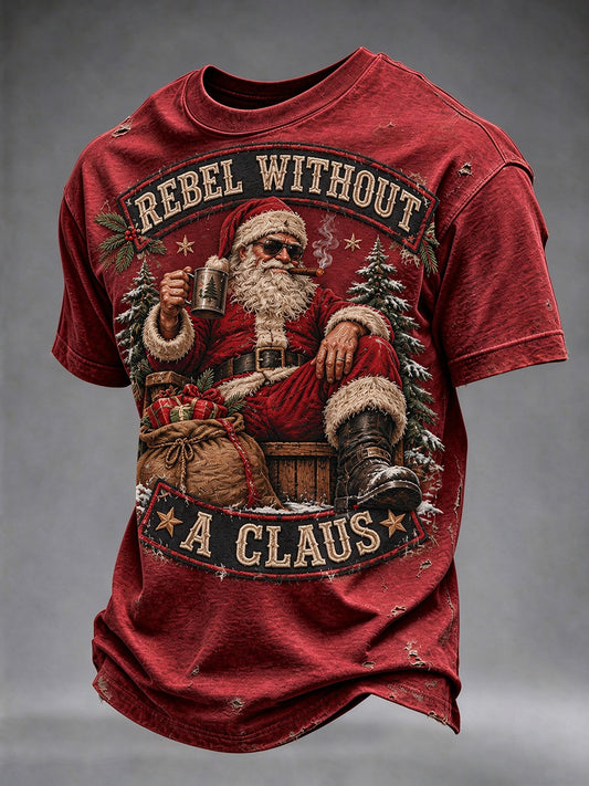 Men's Rebel Without A Claus Christmas T-shirt