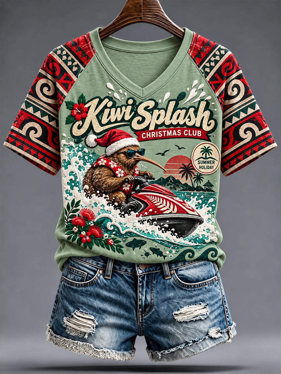 Women's Christmas In New Zealand Short-Sleeved T-Shirt