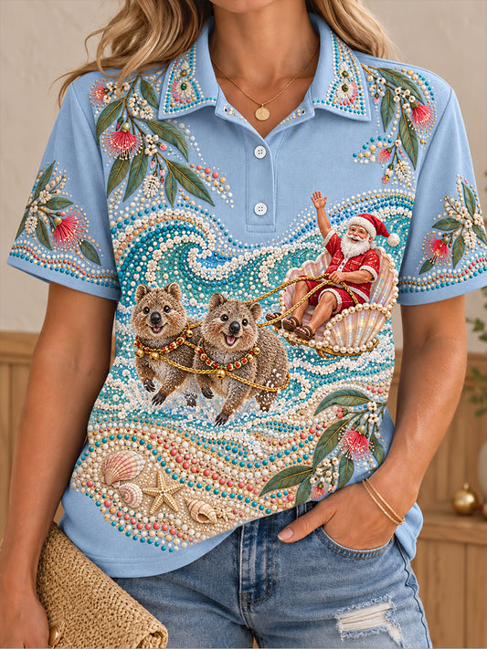 Women's AU Merry Aussie Christmas Printed Casual Tops