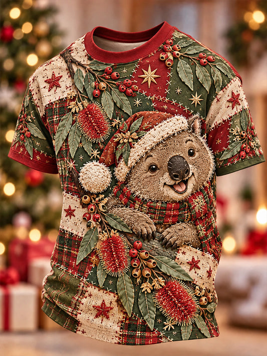 Men's Au Merry Aussie Christmas Art Print Short-Sleeved T-Shirt