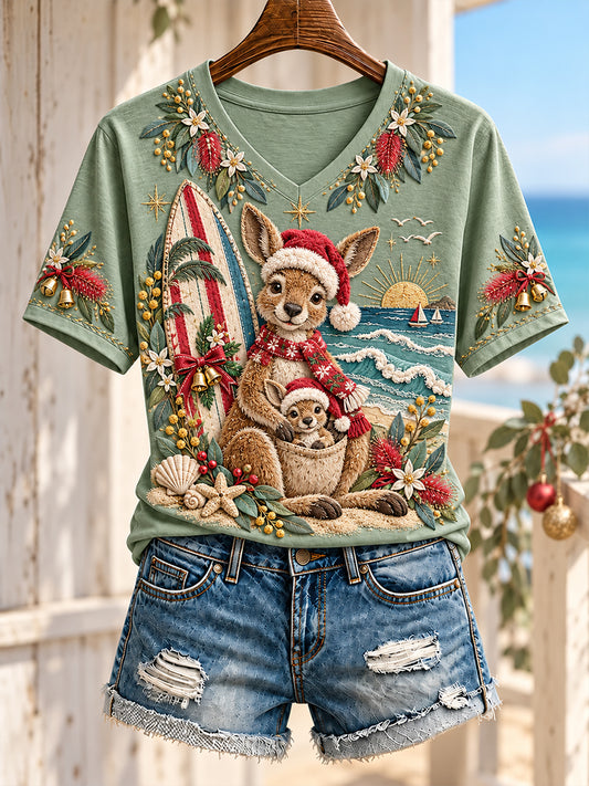 Women's AU Merry Aussie Christmas Printed T-shirt