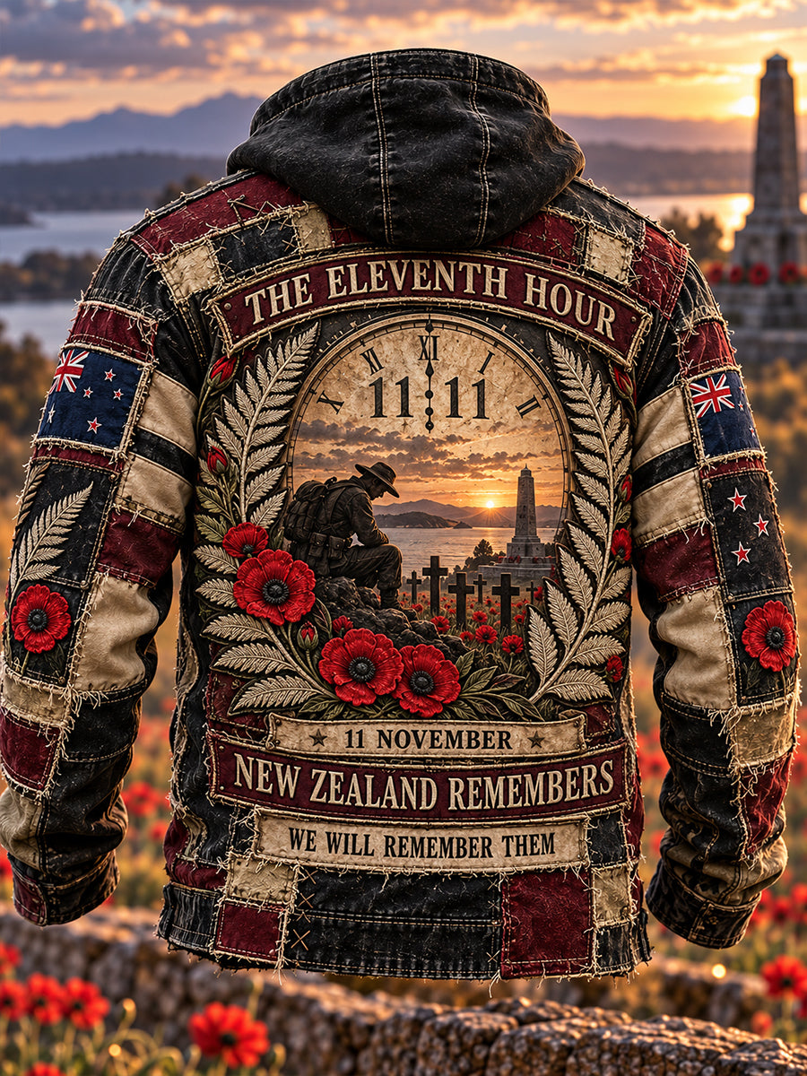 Men's New Zealand Veterans – Remembrance Day  Oversized Drop-Shoulder Hoodie with Pockets