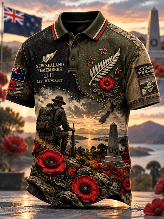 Men's New Zealand Veterans Remembrance Day Short Sleeve Shirt