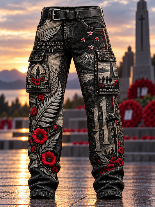 Men's New Zealand Veterans Remembrance Daye Casual Work Trousers