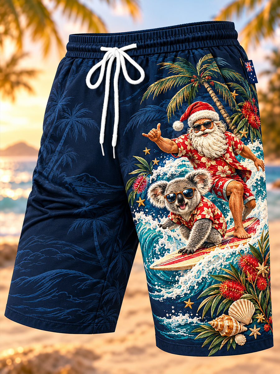 Men's Christmas in Australia Print Holiday Style Beach Shorts