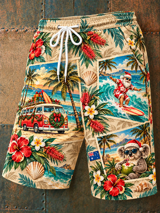 Men's Christmas in Australia Print Holiday Style Beach Shorts