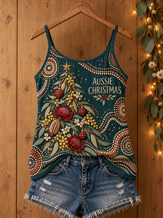 Women's AU Christmas Aboriginal Culture Art Printed Tank Tops