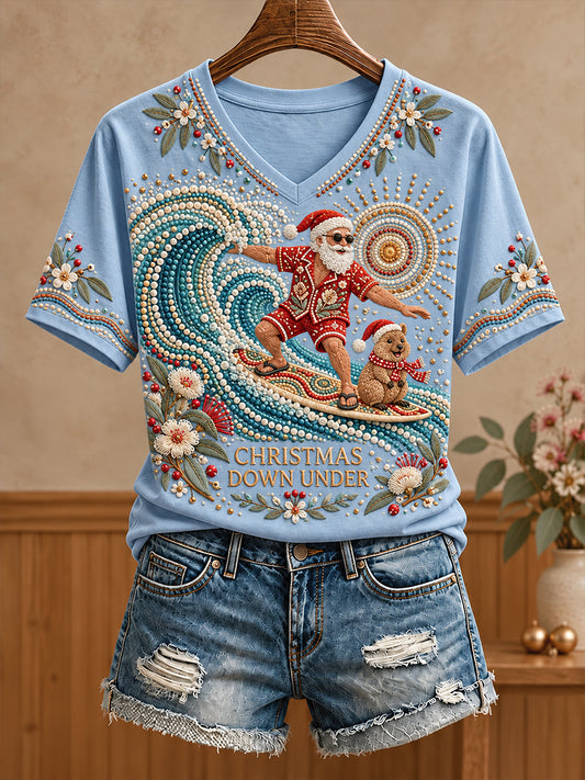 Women's AU Christmas Aboriginal Culture Art Printed T-shirt