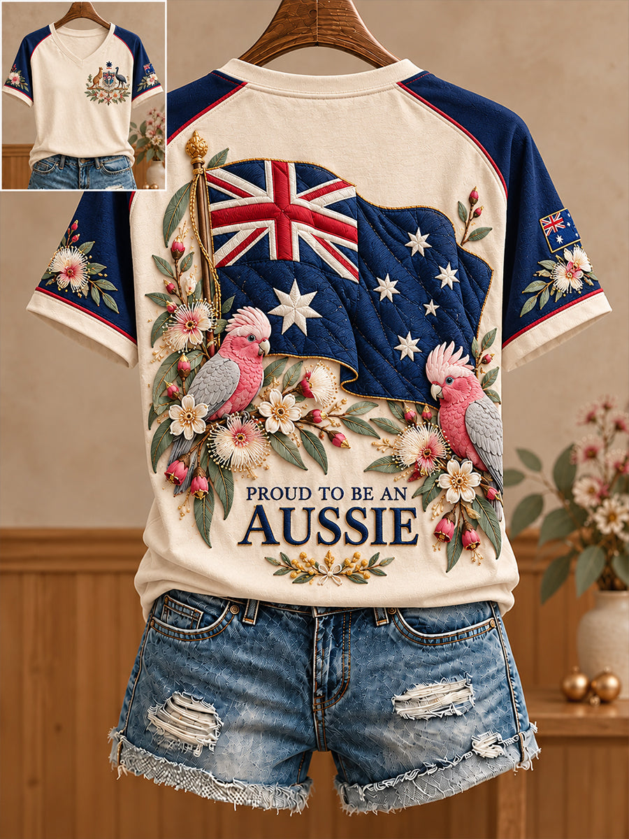 Women's Australia Day Proud Aussie Art Printed Casual Tops