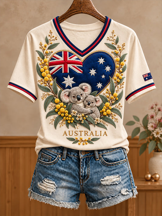 Women's Australia Day Proud Aussie Art Printed Casual Tops