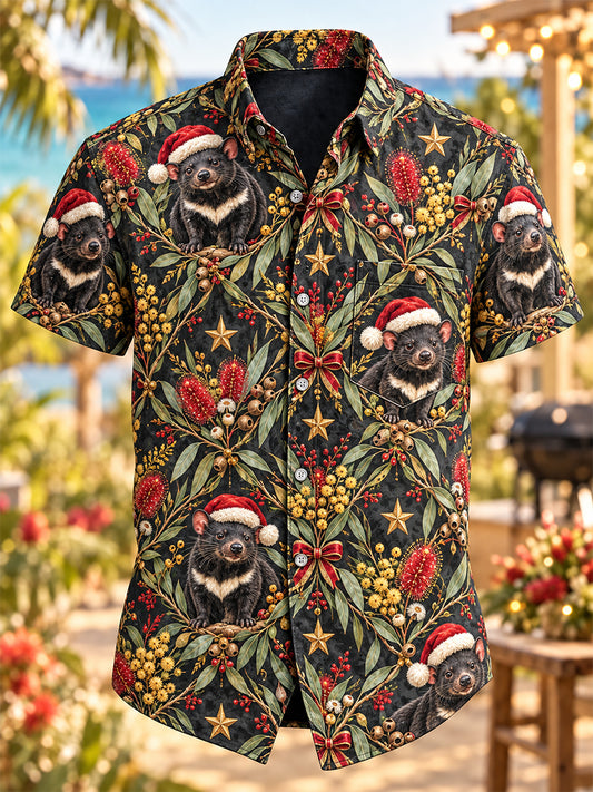 Men's Retro Christmas Short-Sleeve Shirts
