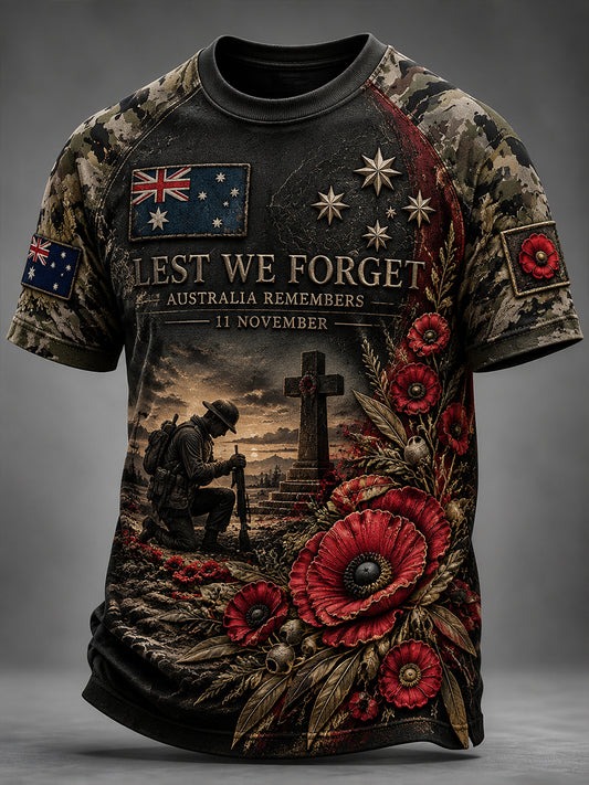 Men's Remembrance Day Australian Veterans Short Sleeves T-Shirt