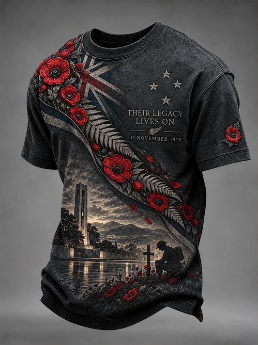 Men's Remembrance Day For New Zealand Veterans Short Sleeve T-Shirt