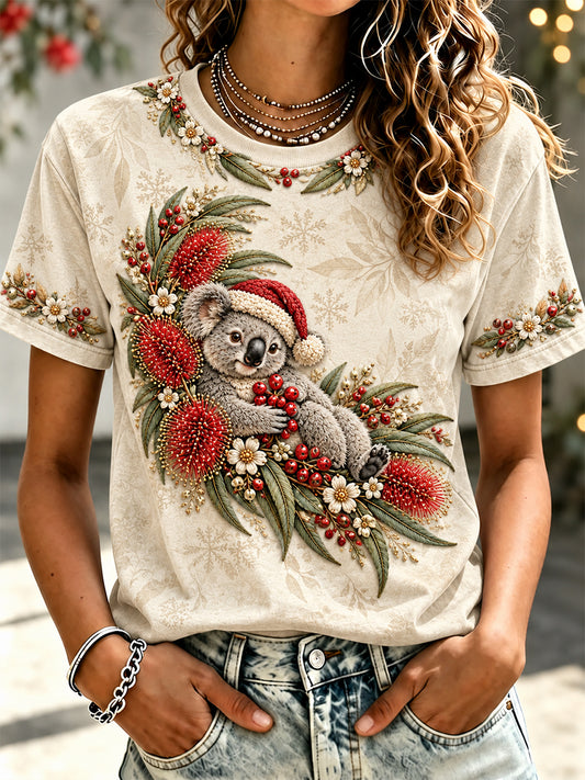 Women's Australian Christmas printed short-sleeved T-shirt