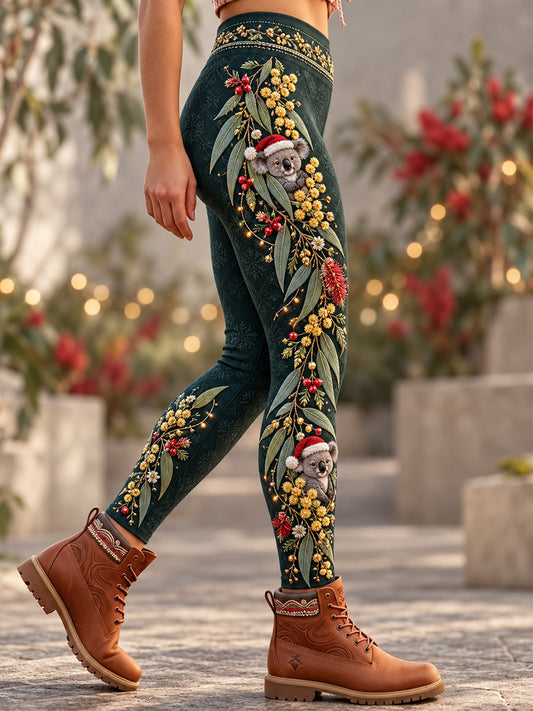 Women's Australian Christmas printed Stretch Leggings
