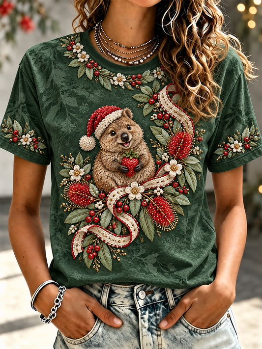 Women's Australian Christmas printed short-sleeved T-shirt