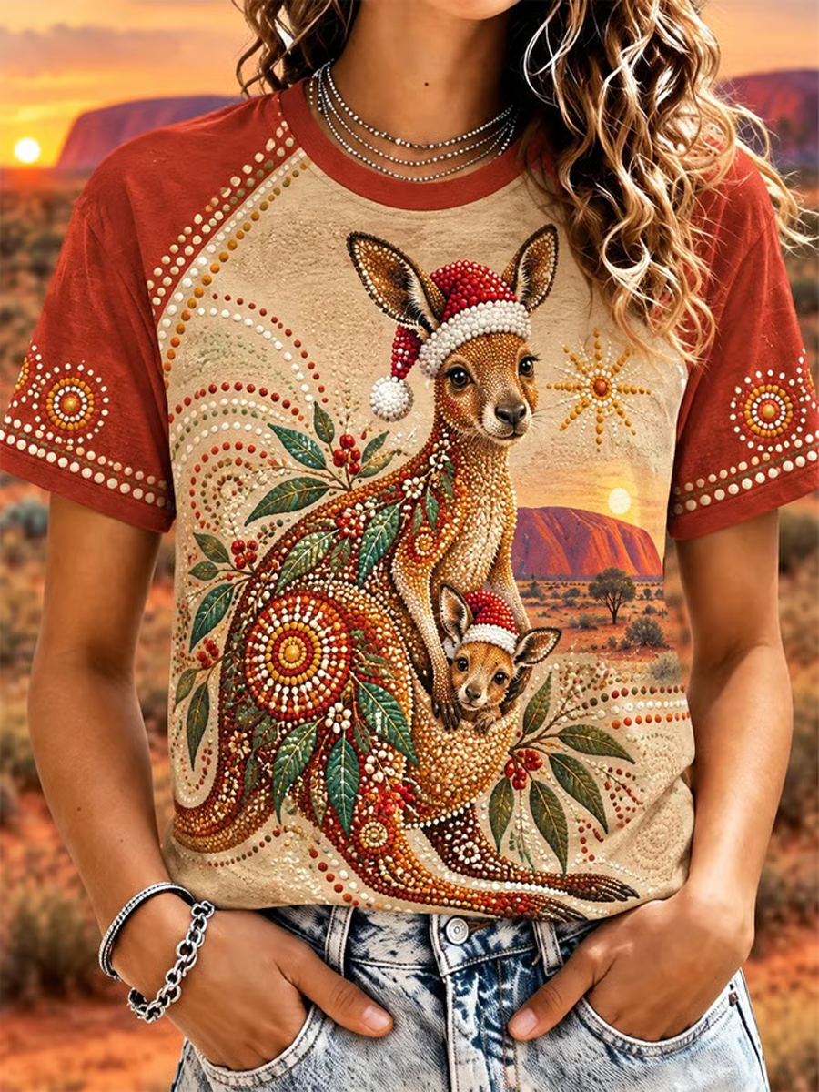 Women's Christmas in Australia Printed round neck short sleeve T-shirt