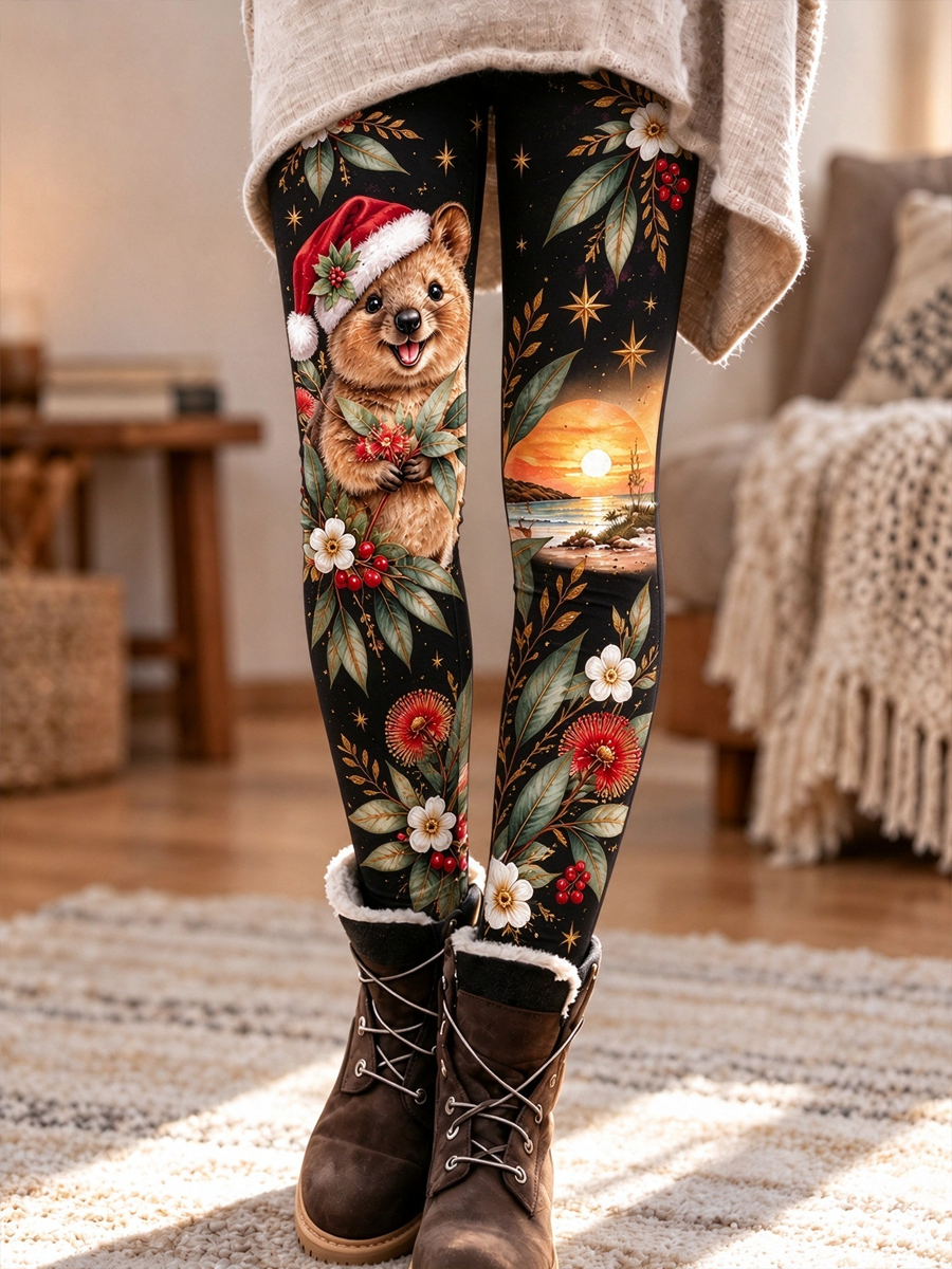 Women's Australian Christmas Printed Pants