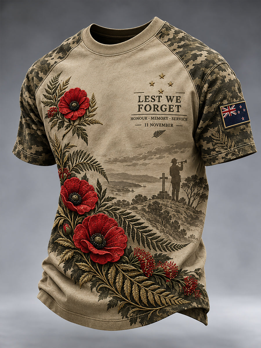 Men's New Zealand Veterans Remembrance Day Short-Sleeved T-Shirt