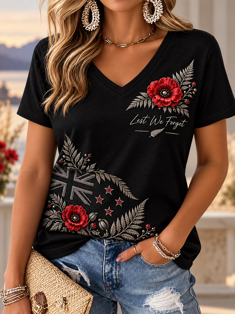 Women's New Zealand Veterans Remembrance Day Short-Sleeved T-Shirt