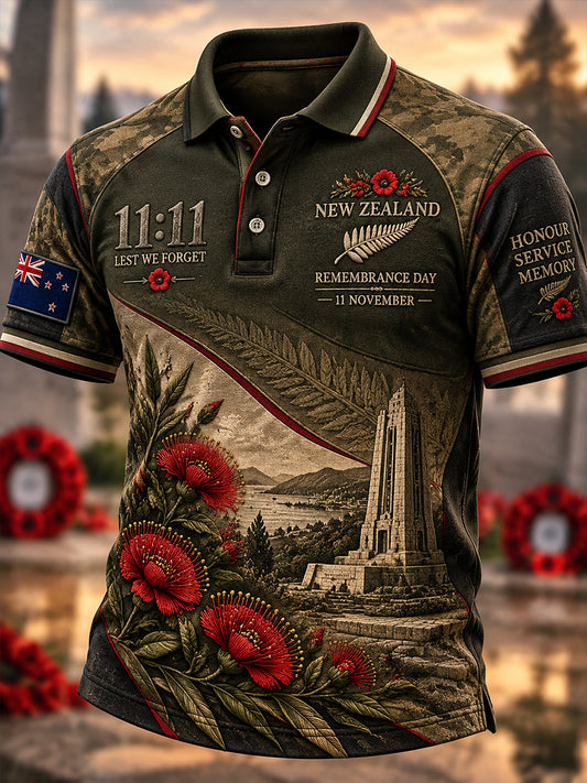 Men's New Zealand Veterans Remembrance Day Short-Sleeved Shirt