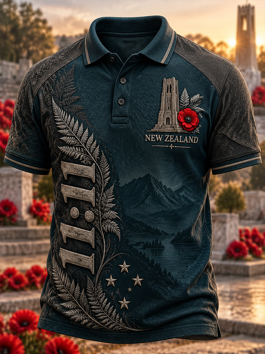 Men's New Zealand Veterans Remembrance Day Short-Sleeved Shirt
