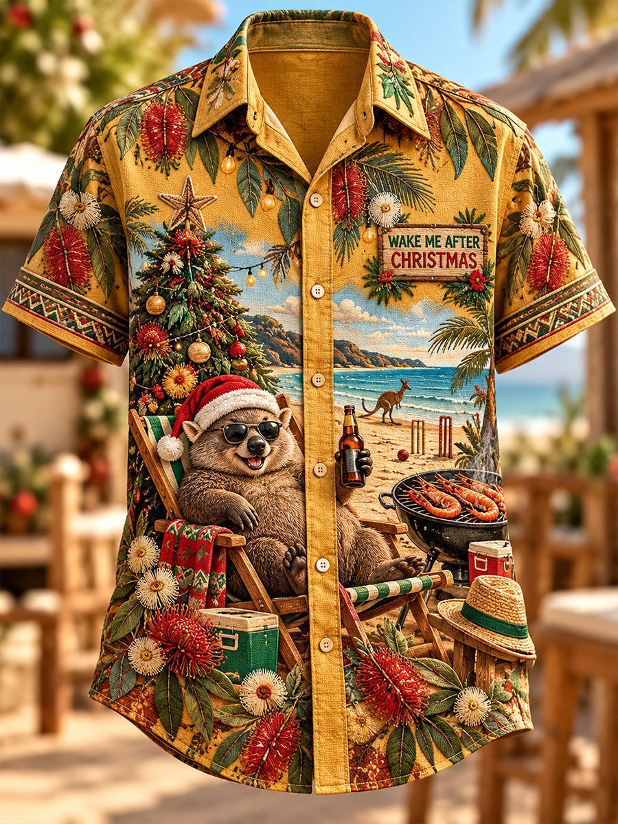 Men's  Christmas In Australia  Print Short-Sleeved Shirt