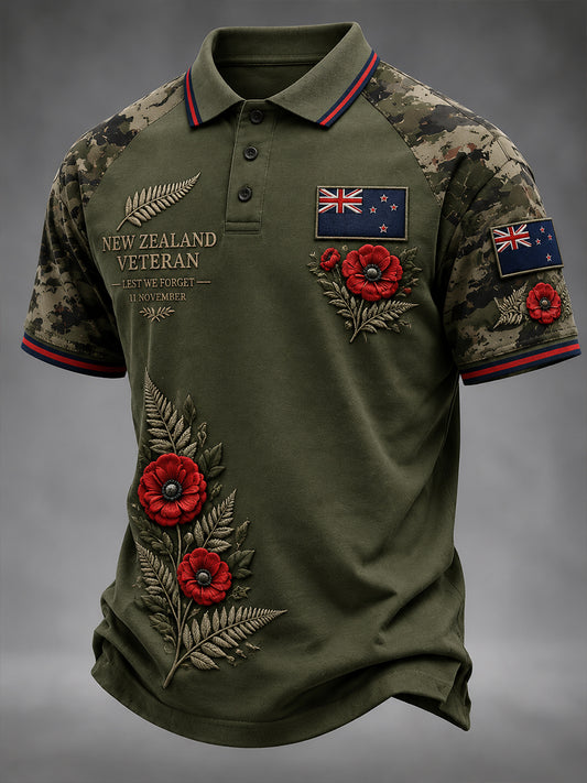Men's New Zealand Veterans Remembrance Day Short Sleeve Shirt