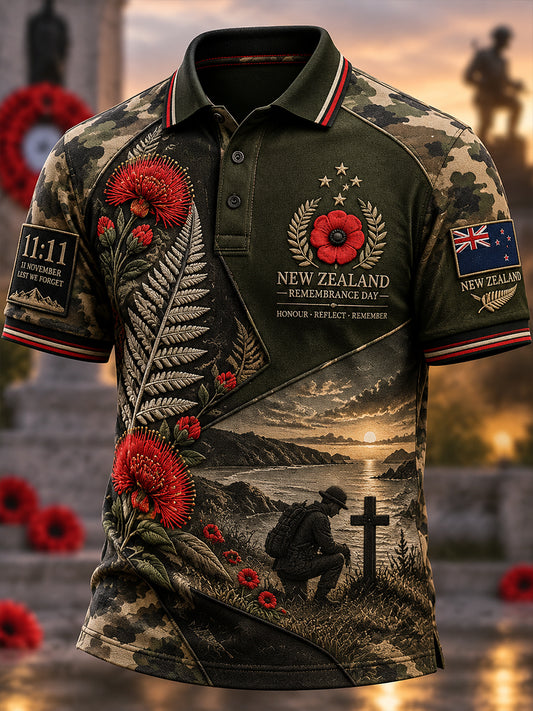 Men's New Zealand Veterans Remembrance Day Short Sleeve Shirt