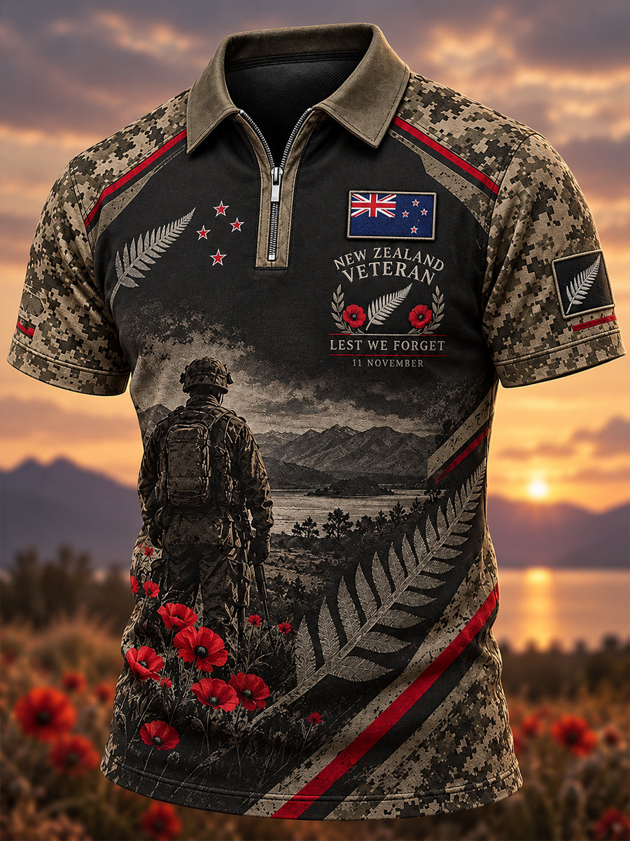 Men's New Zealand Veterans Remembrance Day Short Sleeve Shirt