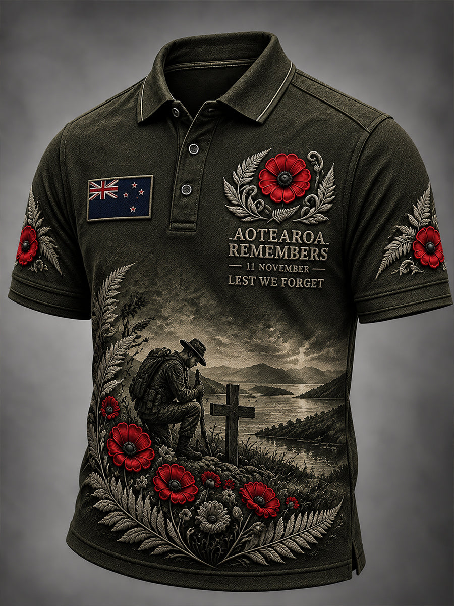 Men's New Zealand Veterans Remembrance Day Short Sleeve Shirt