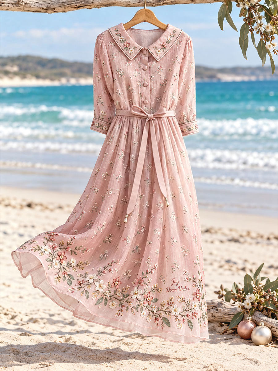 Women's AU Merry Christmas Down Under Art Printed Dress