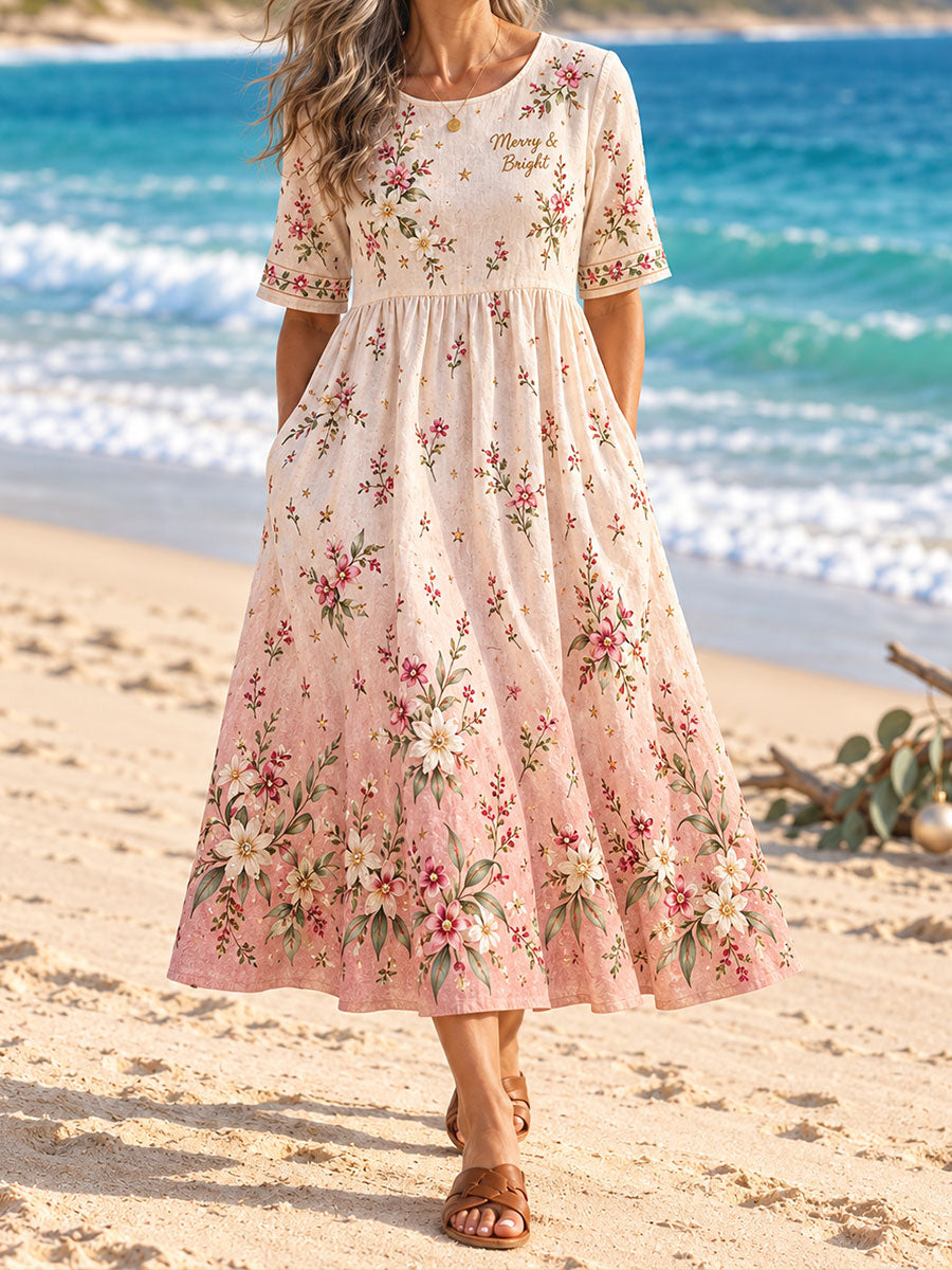 Women's AU Merry Christmas Down Under Art Printed Dress