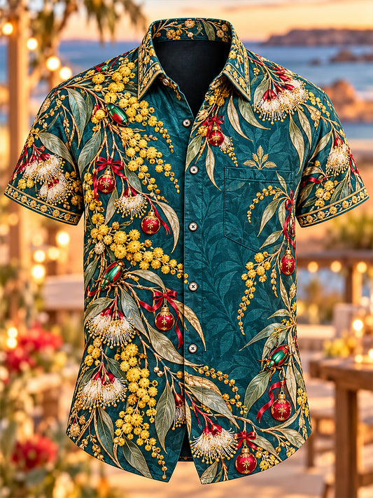 Men's Australian Christmas  Art Print Casual Shirt