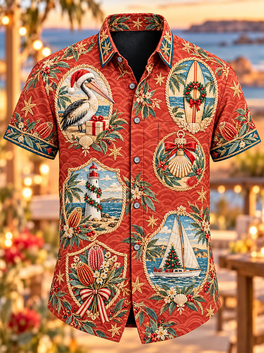 Men's Australian Christmas  Art Print Casual Shirt